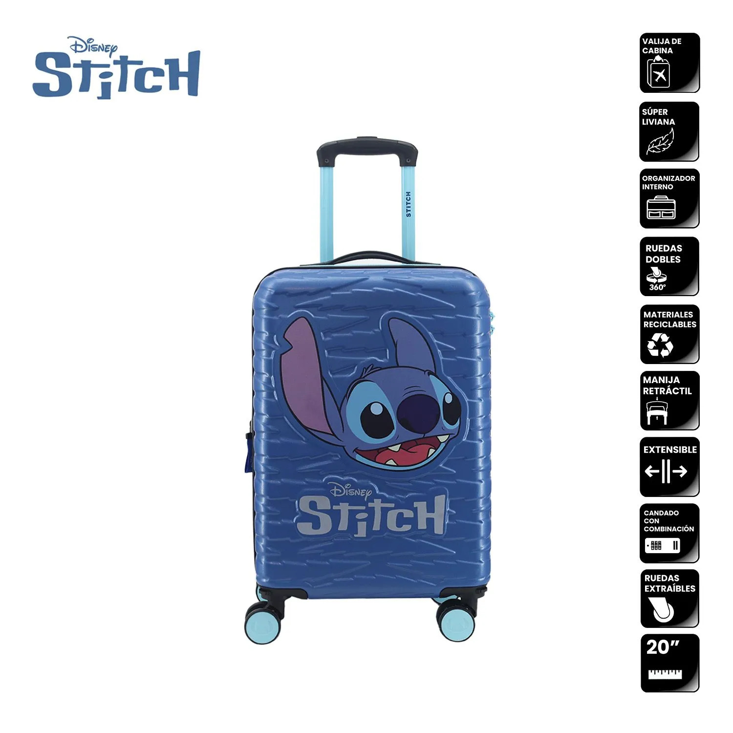 Alternative view of Valija carry on Disney Stitch 20'' ABS - 73.33005A